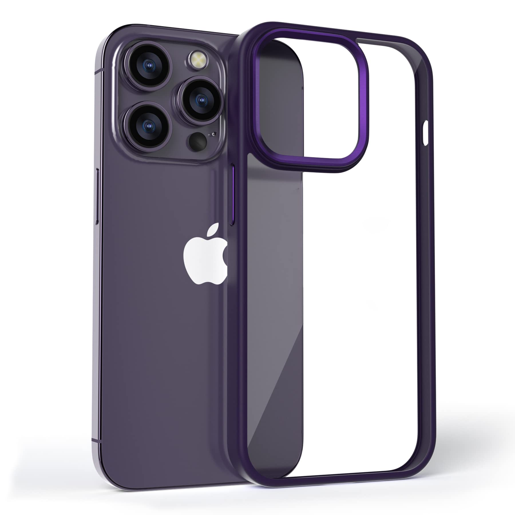 Gatita Purple Clear Phone Case for iPhone 14 Pro Max, Purple Rim